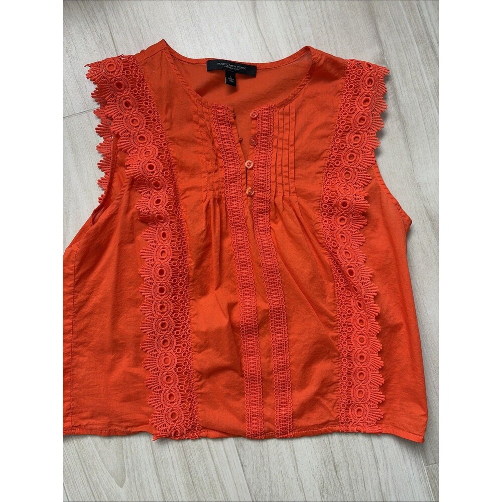Marc New York Orange Sleeveless Light Weight Pullover Women's Top Size Large